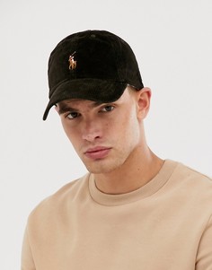 Коричневая вельветовая бейсболка с логотипом Polo Ralph Lauren - Коричневый