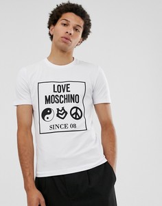 Белая футболка с принтом Love Moschino - Белый