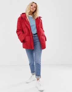Дутая куртка с капюшоном Just Female - Красный