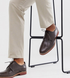 Коричневые кожаные туфли на шнуровке для широкой стопы с контрастной подошвой ASOS DESIGN - Коричневый