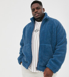 Синяя куртка из искусственного меха на молнии ASOS DESIGN Plus - Синий