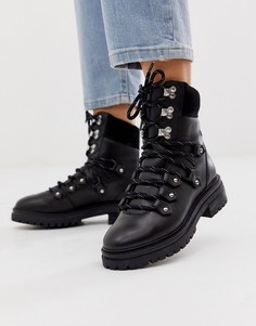 Черные кожаные походные ботинки ASOS DESIGN Artistry premium - Черный
