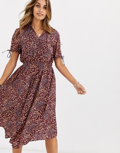 Платье-рубашка миди с цветочным принтом и асимметричным краем Vero Moda - Мульти