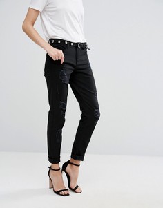 Состаренные джинсы в винтажном стиле Vila - Черный