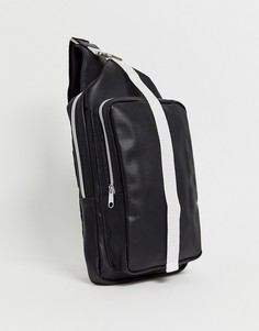 Черный рюкзак из искусственной кожи с ремешком через плечо ASOS DESIGN - Черный