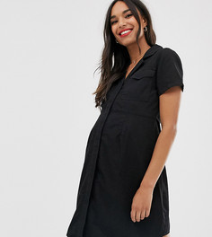 Джинсовое платье-рубашка мини с карманами ASOS DESIGN Maternity - Черный