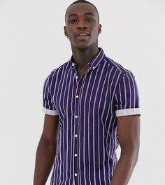 Темно-синяя рубашка скинни в полоску ASOS DESIGN Tall - Темно-синий