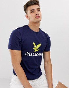 Темно-синяя футболка с большим логотипом Lyle & Scott - Темно-синий
