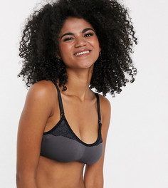 Серый бюстгальтер без косточек с кружевной отделкой Hunkemoller Nursing Lucina - Серый