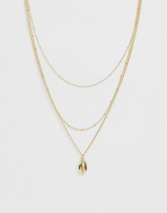 Золотистое ожерелье из цепочек в несколько рядов с подвеской Miss Selfridge - Золотой