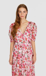 Платье с принтом и металлизированной нитью Stradivarius