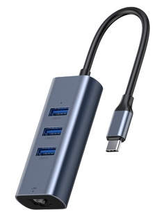 Хаб USB Baseus Enjoy Series Type-C to USB3.0x3 / RJ45 Port Grey CAHUB-M0G