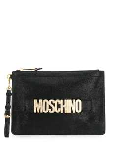 Moschino блестящий клатч с логотипом