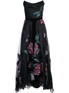 Marchesa Notte платье с корсетом и цветочными нашивками