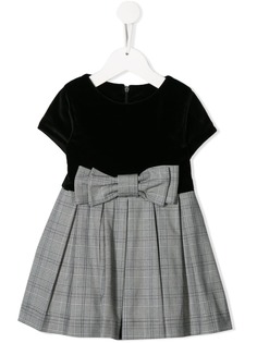 Lapin House бархатное платье с клетчатой юбкой