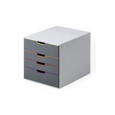 Бокс для документов Durable 7604-27 Varicolor 4 выдвижных ящика 280x292x356мм ассорти/серый пластик