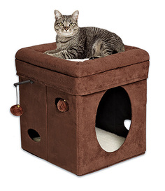 Лежанка-домик для собак MidWest кошек Currious Cat Cube складной, 38,4*38,4*42см