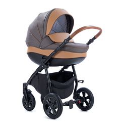 Коляска 3 в 1 Tutis Nanni, цвет: темно-коричневый/бежевая кожа