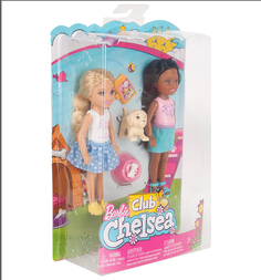 Игровой набор Barbie Челси блондинка в голубой юбке, брюнетка в бирюзовой юбке 14 см