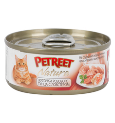 Влажный корм Petreet для взрослых кошек, кусочки розового тунца/лобстер, 70г