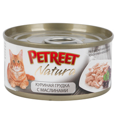 Влажный корм Petreet для взрослых кошек, куриная грудка/оливки, 70г
