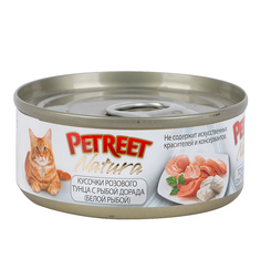 Влажный корм Petreet для взрослых кошек, кусочки розового тунца/рыба дорада, 70г