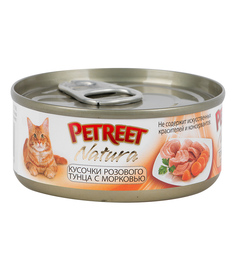 Влажный корм Petreet для взрослых кошек, кусочки розового тунца/морковь, 70г