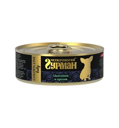 Влажный корм Четвероногий гурман Золотая линия, цыпленок/кролик в желе, 100 г