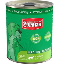 Влажный корм Четвероногий гурман для взрослых собак с рубцом, 340 г