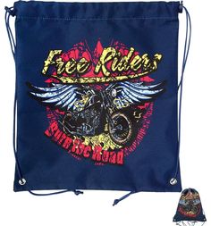 Мешок для обуви Action Мотоцикл с крыльями 37х32 см, цвет: синий Action!