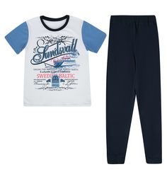 Пижама футболка/брюки Leader Kids Океан, цвет: белый/синий