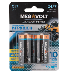 Батарейки Megavolt Алкалиновые, C/LR14, 2 шт.