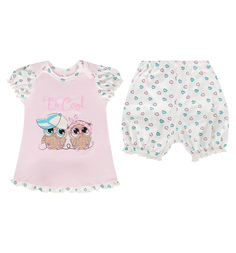 Пижама футболка/шорты Leader Kids Совушка, цвет: розовый