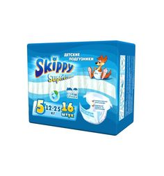 Подгузники Skippy для детей Super Econom р. 5 (12-25 кг) 16 шт.