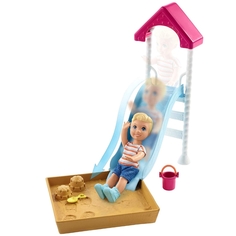 Игровой набор Barbie Игра с малышом горка и мальчик-блондин 10.5 см