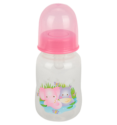 Бутылочка Бусинка для кормления пластик с рождения, 125 мл, цвет: розовый