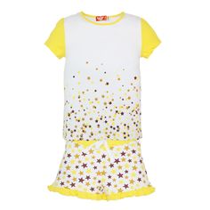 Пижама футболка/шорты LetS Go, цвет: белый/желтый