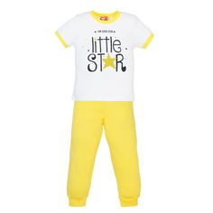 Пижама футболка/брюки LetS Go, цвет: белый/желтый
