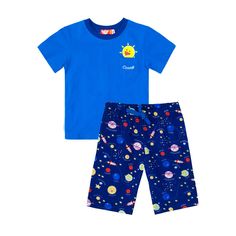Пижама футболка/шорты LetS Go, цвет: т.синий/голубой