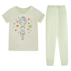 Пижама футболка/брюки Котмаркот, цвет: бежевый/салатовый