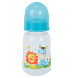 Бутылочка Бусинка для кормления пластик с рождения, 125 мл, цвет: голубой