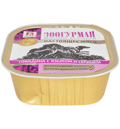 Влажный корм Зоогурман Мясное ассорти для взрослых собак, говядина с языком и сердцем, 300г