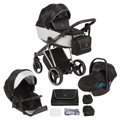 Коляска 3 в 1 Adamex Cristiano Special Edition, цвет: кода темно-бирюзовая/голубой