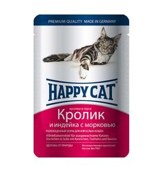 Влажный корм Happy Cat для взрослых кошек, кролик/индейка/морковь, 100г