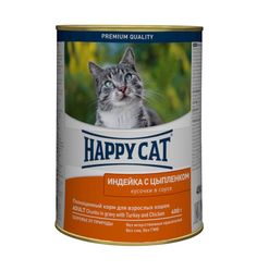 Влажный корм Happy Cat для взрослых кошек, индейка/цыпленок, 400г