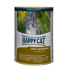 Влажный корм Happy Cat для взрослых кошек, утка/цыпленок, 400г