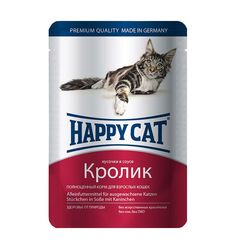 Влажный корм Happy Cat для взрослых кошек, кролик, 100г