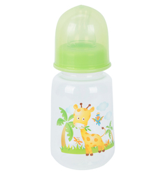 Бутылочка Бусинка для кормления пластик с рождения, 125 мл, цвет: зеленый