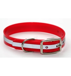 Ошейник для собак Каскад со светоотражающей полосой, цвет: красный