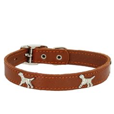 Ошейник кожаный для собак Каскад Собака с украшением, цвет: коричневый